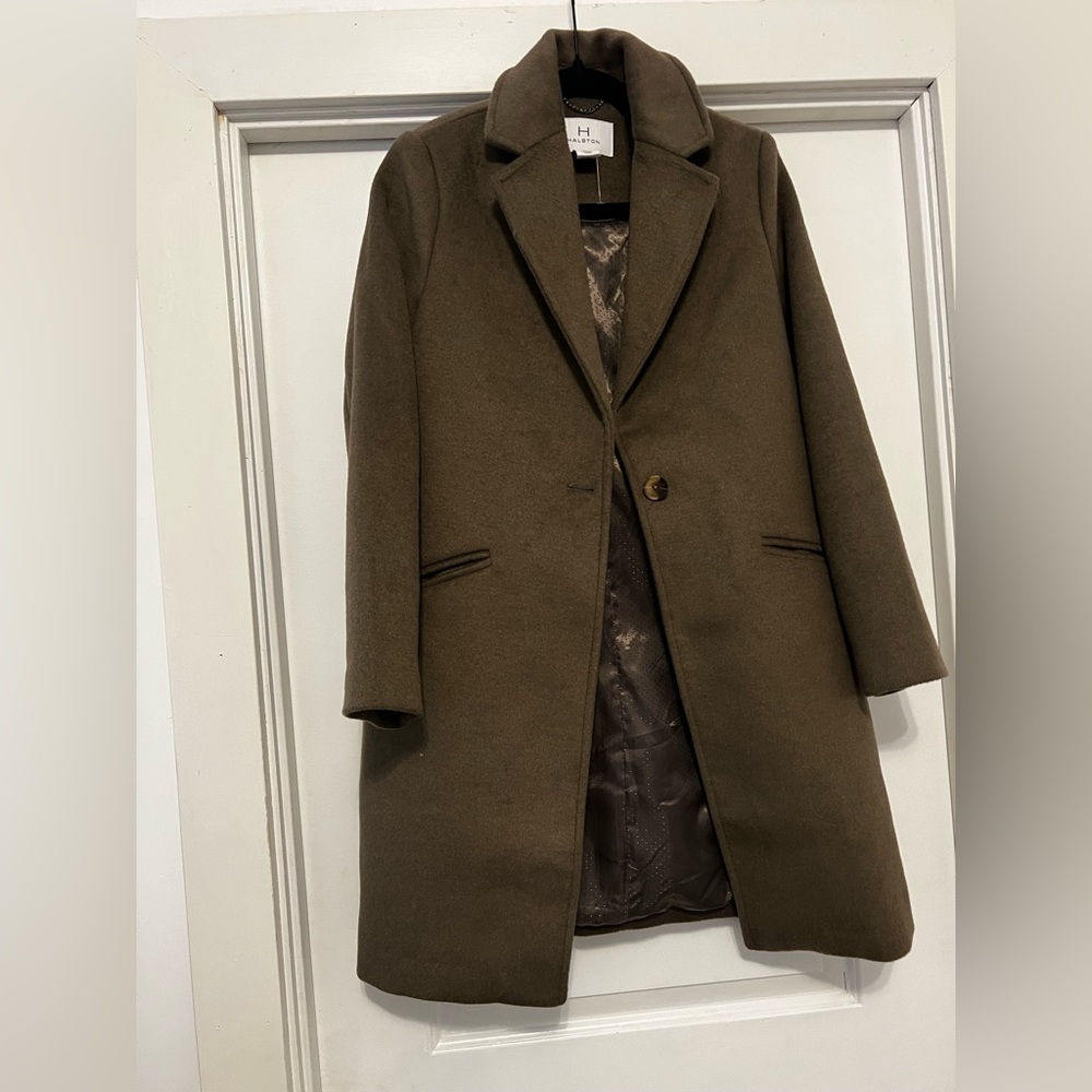 NWT- H Halston olive green Coat